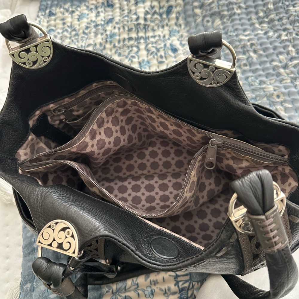 Brighton Black Leather Shoulder Bag with Silver Accents - Picture 5 of 11